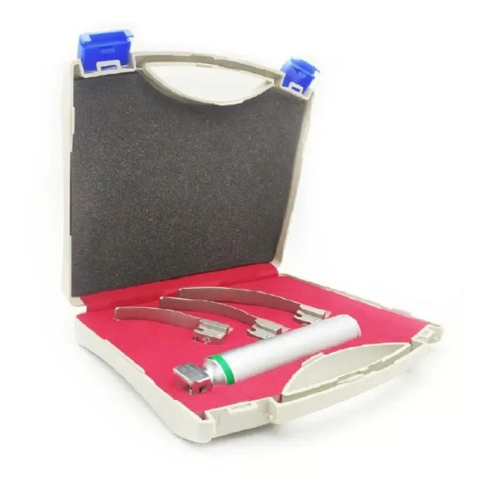 Ларингоскоп Макінтош фіброоптичний, набір з 3-х клинків зігнутих №2, 3, 4 та рукоятка, в футлярі Bio Tules Impex BTS-24-356